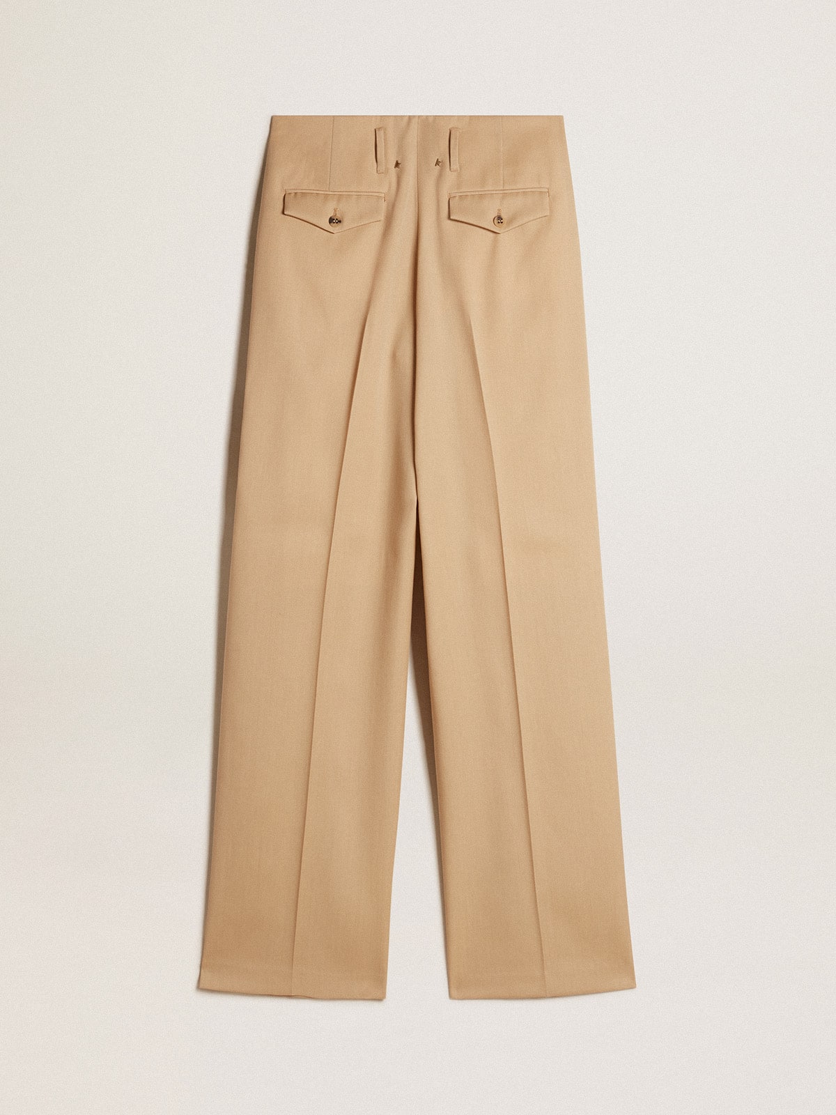 Golden Goose - Pantalon pour femme en gabardine de laine couleur sable in 