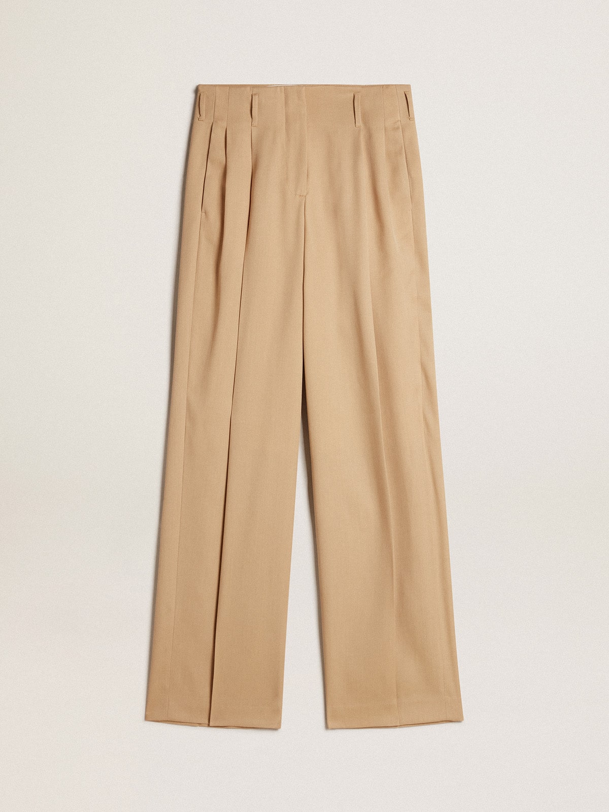 Golden Goose - Pantalon pour femme en gabardine de laine couleur sable in 