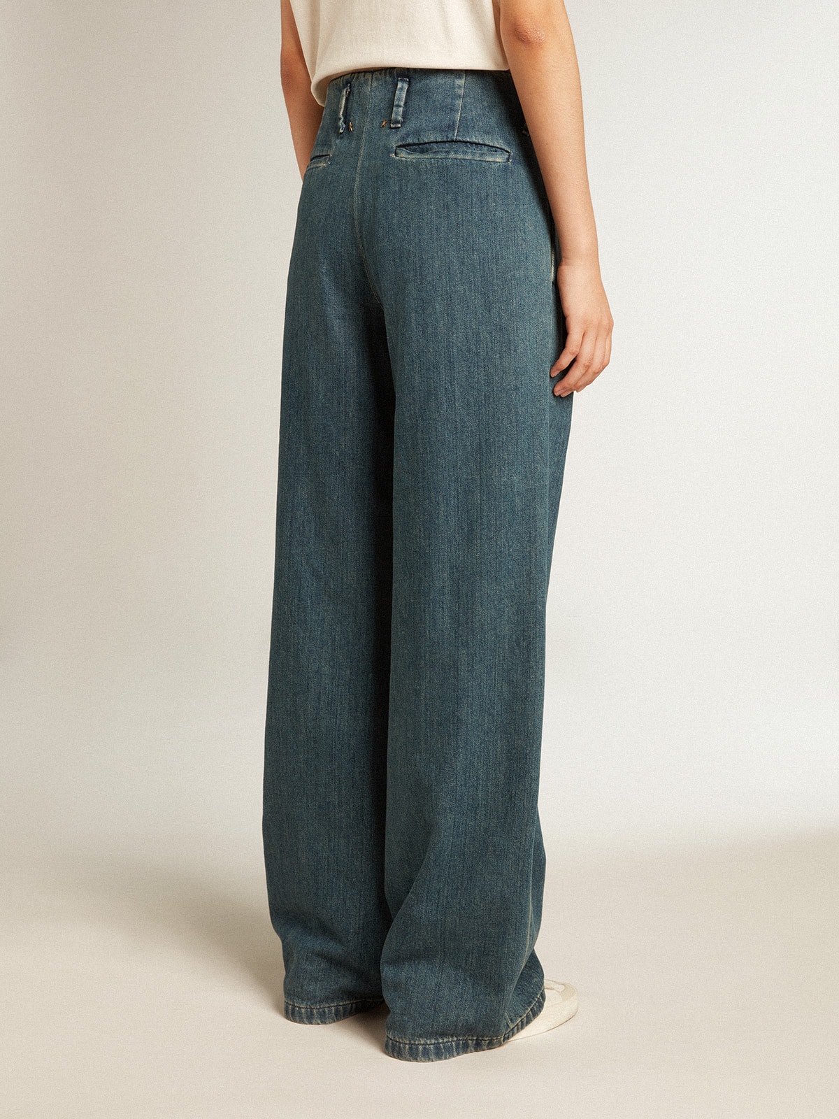 Golden Goose - Women’s blue cotton pleated pants in 