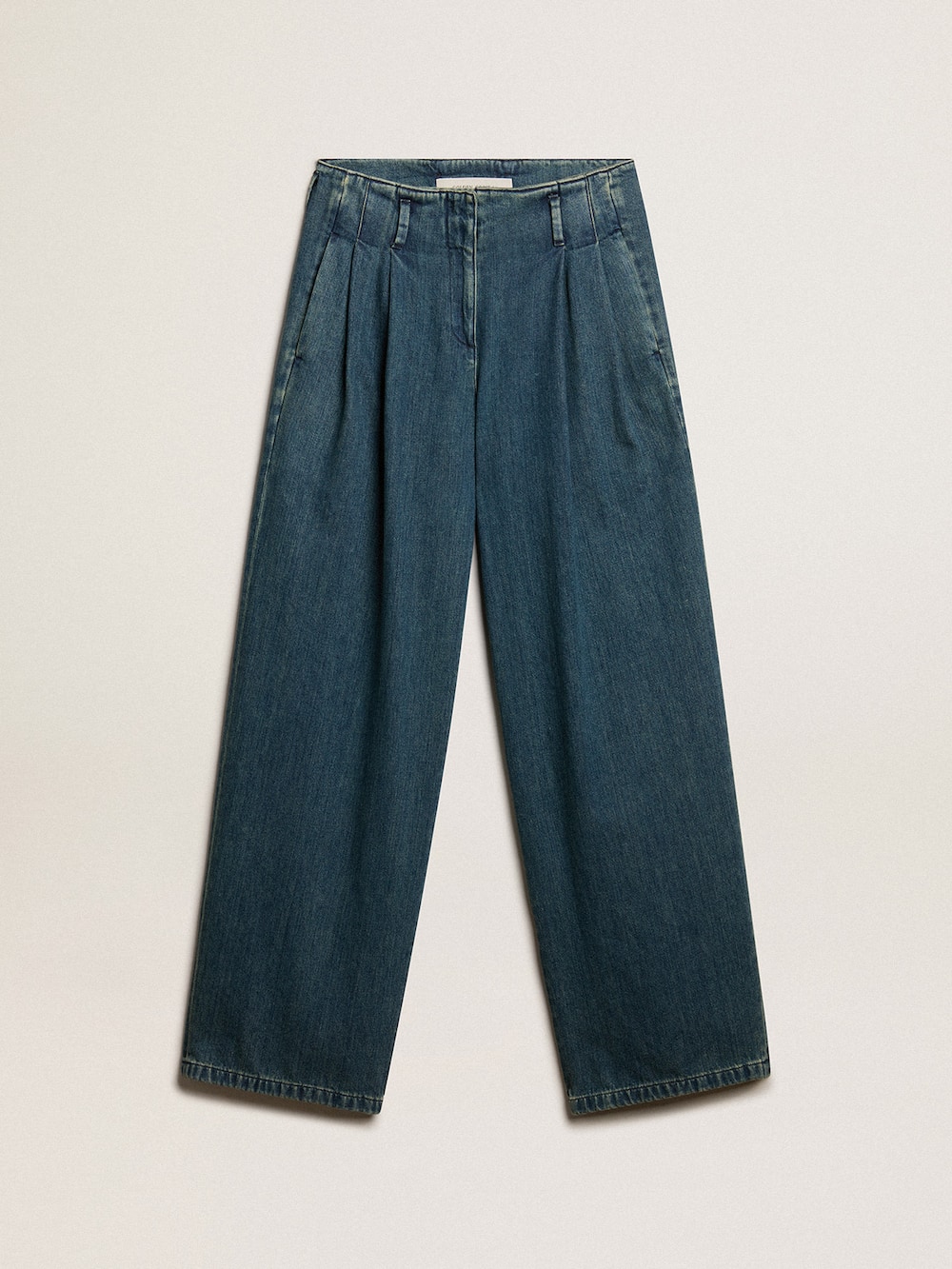 Golden Goose - Pantalón con pinzas de mujer en algodón de color azul in 