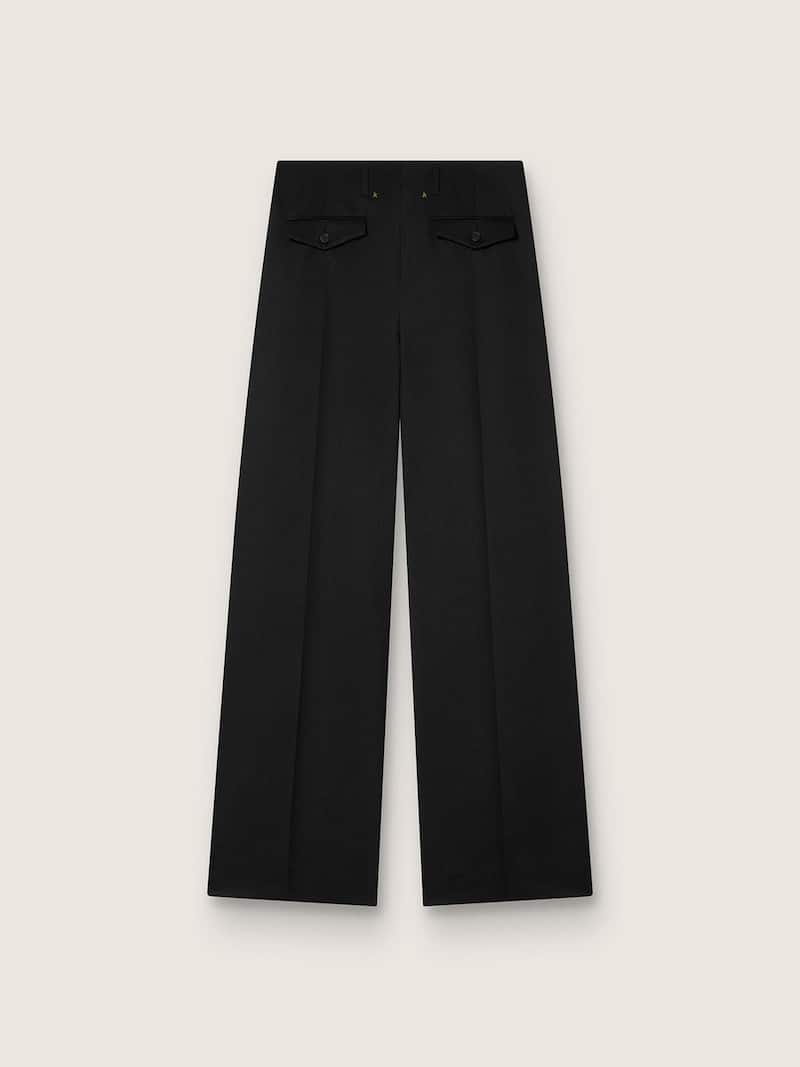 Golden Goose - Pantalon femme en gabardine de laine noire in 