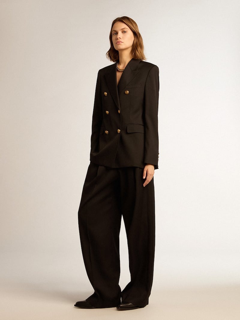 Golden Goose - Pantalon femme en gabardine de laine noire in 