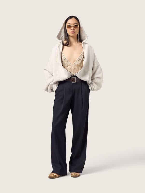 Golden Goose - Pantalon femme en gabardine de laine noire in 