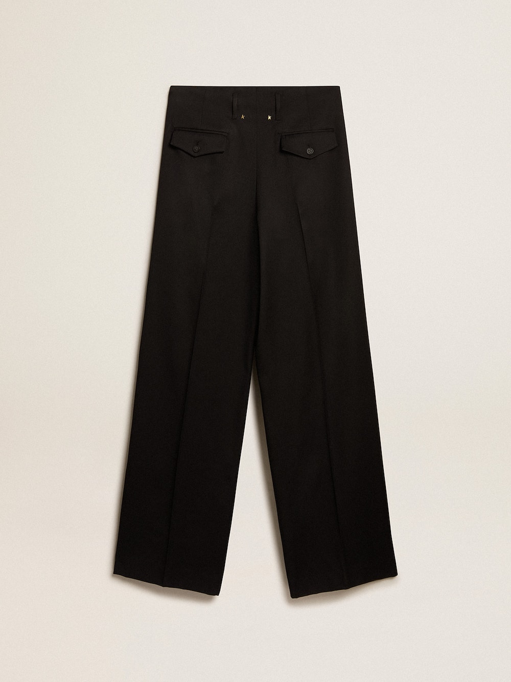 Golden Goose - Pantalone da donna in gabardine di lana color nero in 