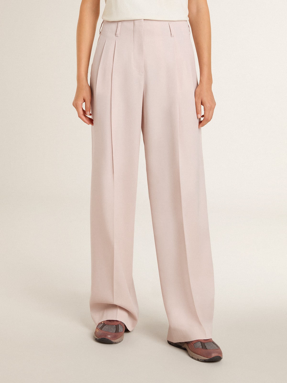 Golden Goose - Women's pants in pink tailored wool fabric   in 