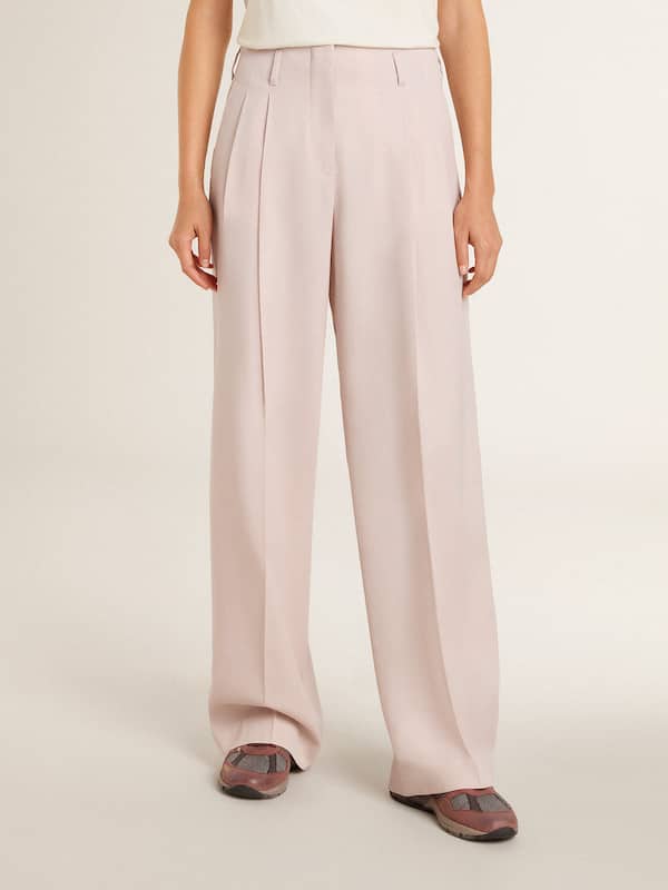 Golden Goose - Women's pants in pink tailored wool fabric   in 