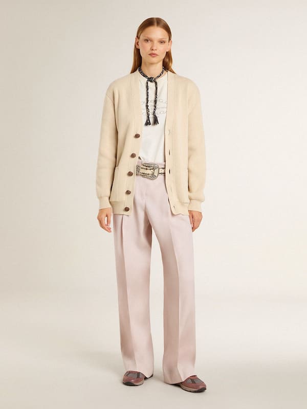 Golden Goose - Women's pants in pink tailored wool fabric   in 