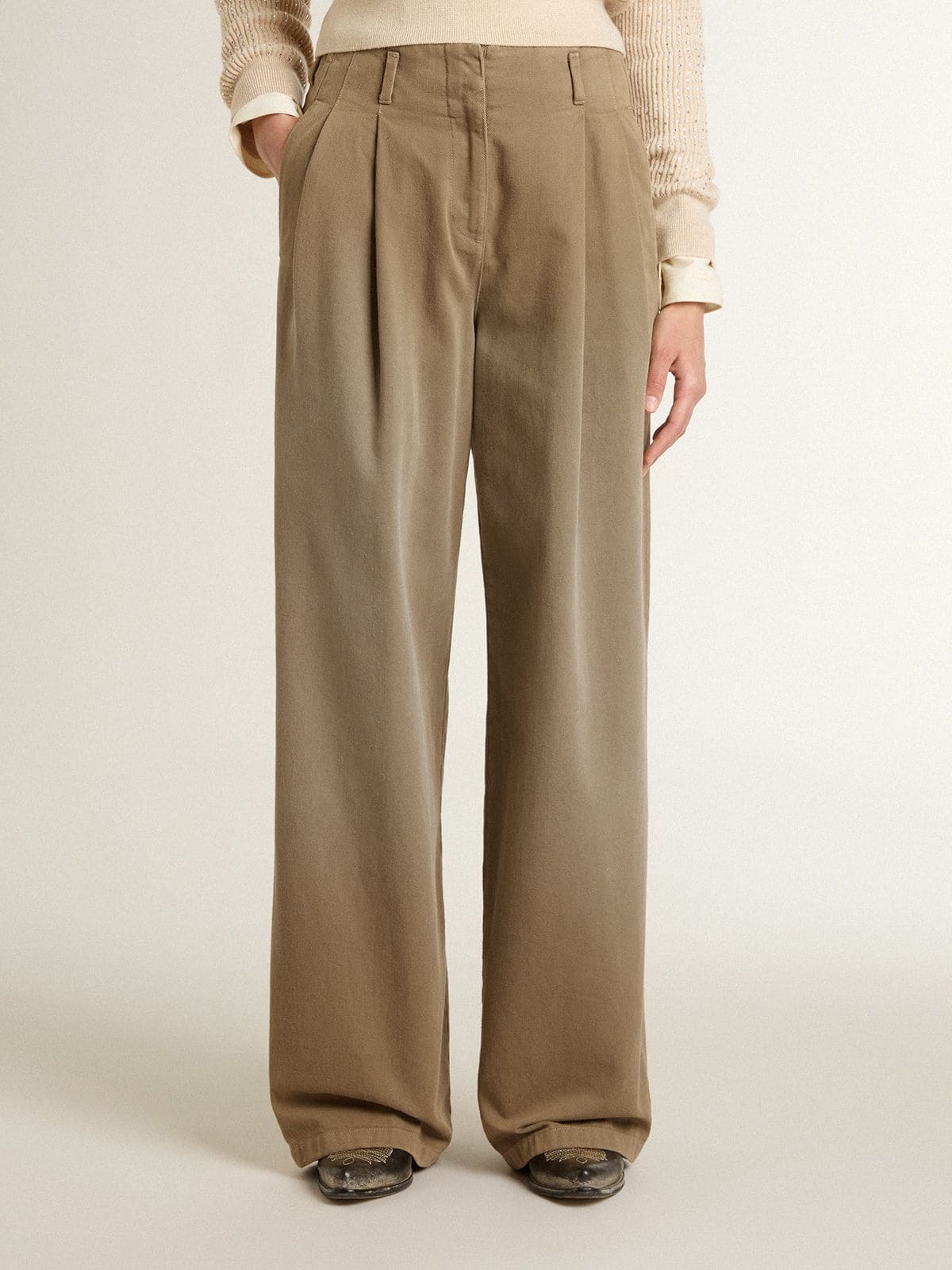 Women's khaki cotton pants 
