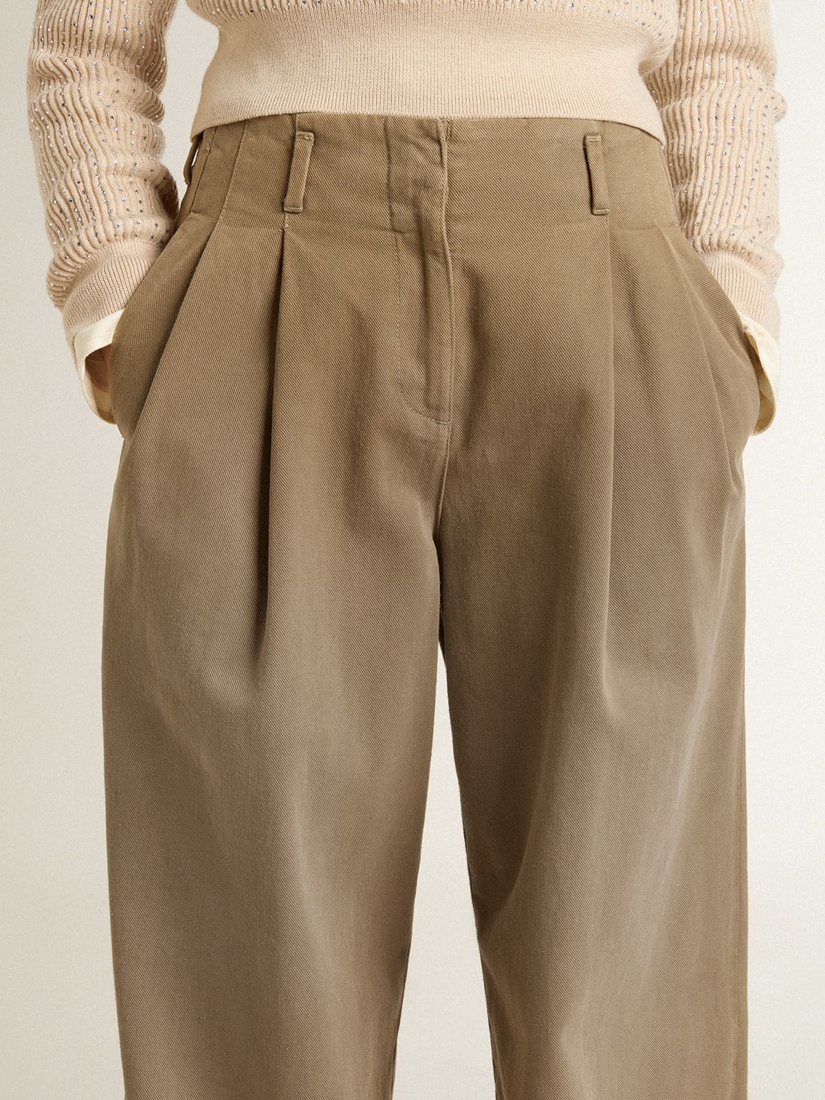 Golden Goose - Damenhose aus khakifarbener Baumwolle  in 