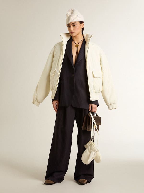 Golden Goose - Women’s dark blue tailored trousers with vertical stripe in 