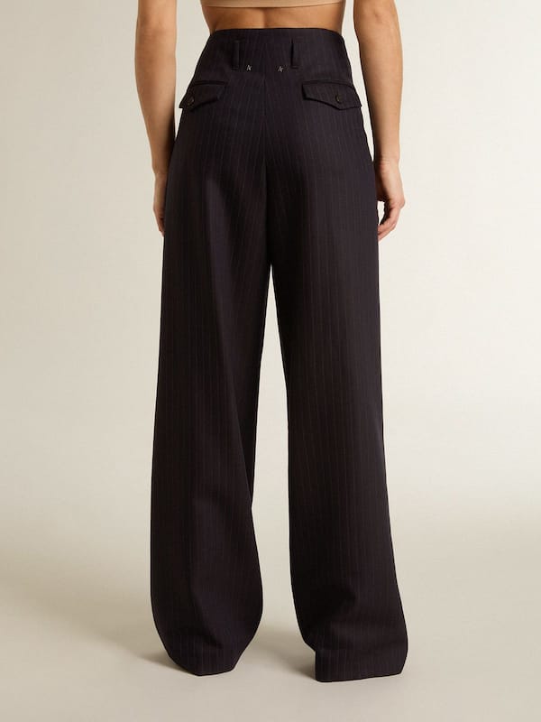 Golden Goose - Women’s dark blue tailored trousers with vertical stripe in 