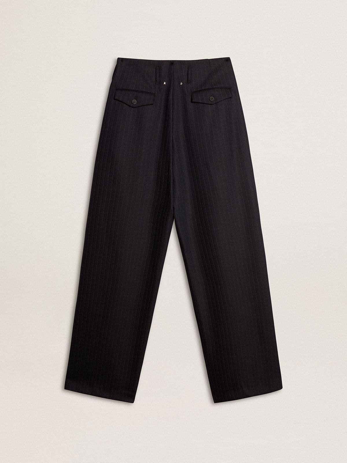 Golden Goose - Women’s dark blue tailored trousers with vertical stripe  in 