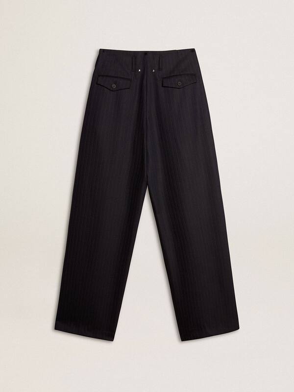Golden Goose - Women’s dark blue tailored trousers with vertical stripe in 