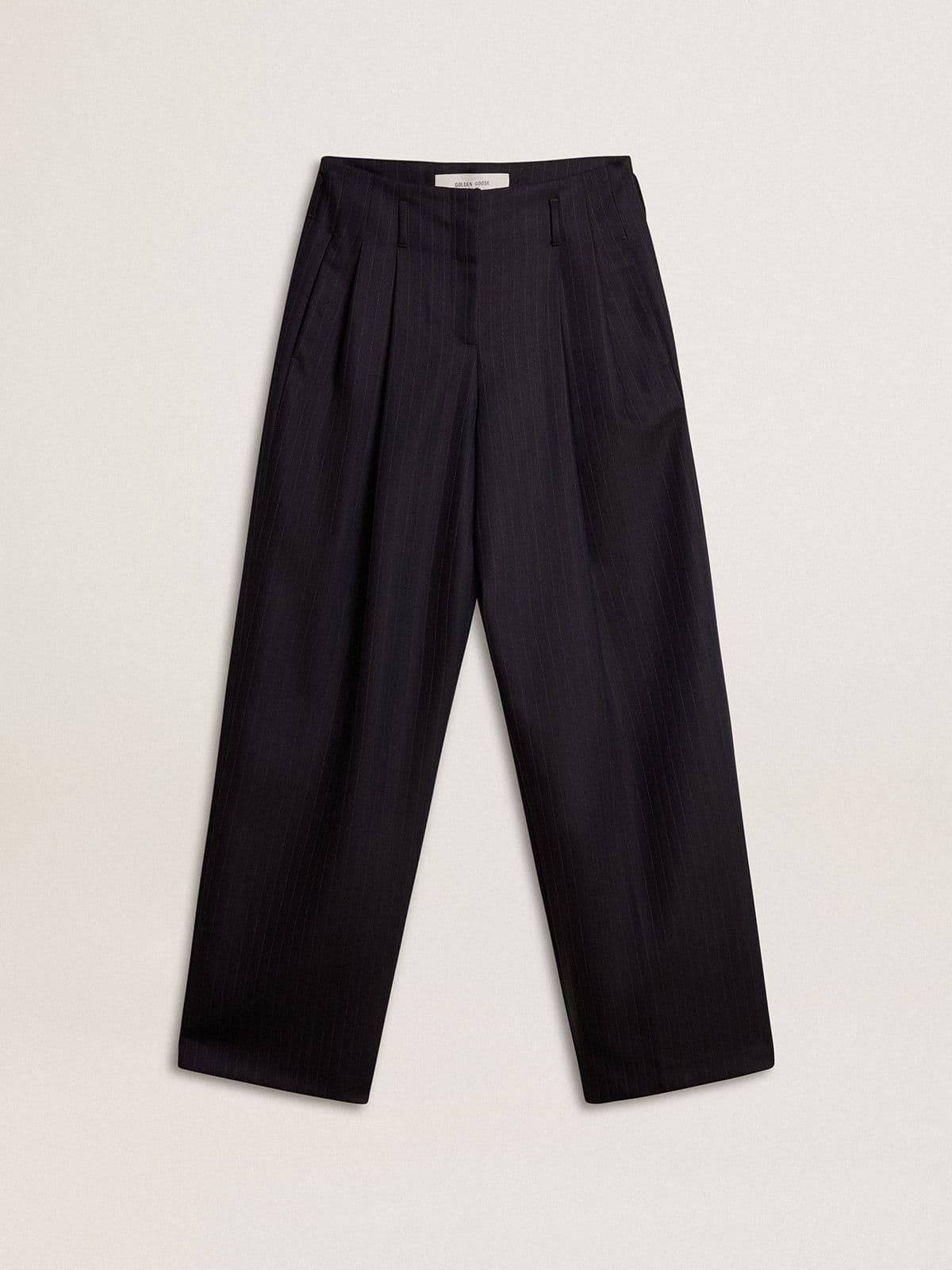 Golden Goose - Women’s dark blue tailored trousers with vertical stripe  in 