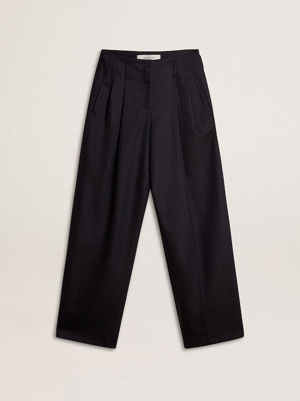 Golden Goose - Women’s dark blue tailored trousers with vertical stripe in 