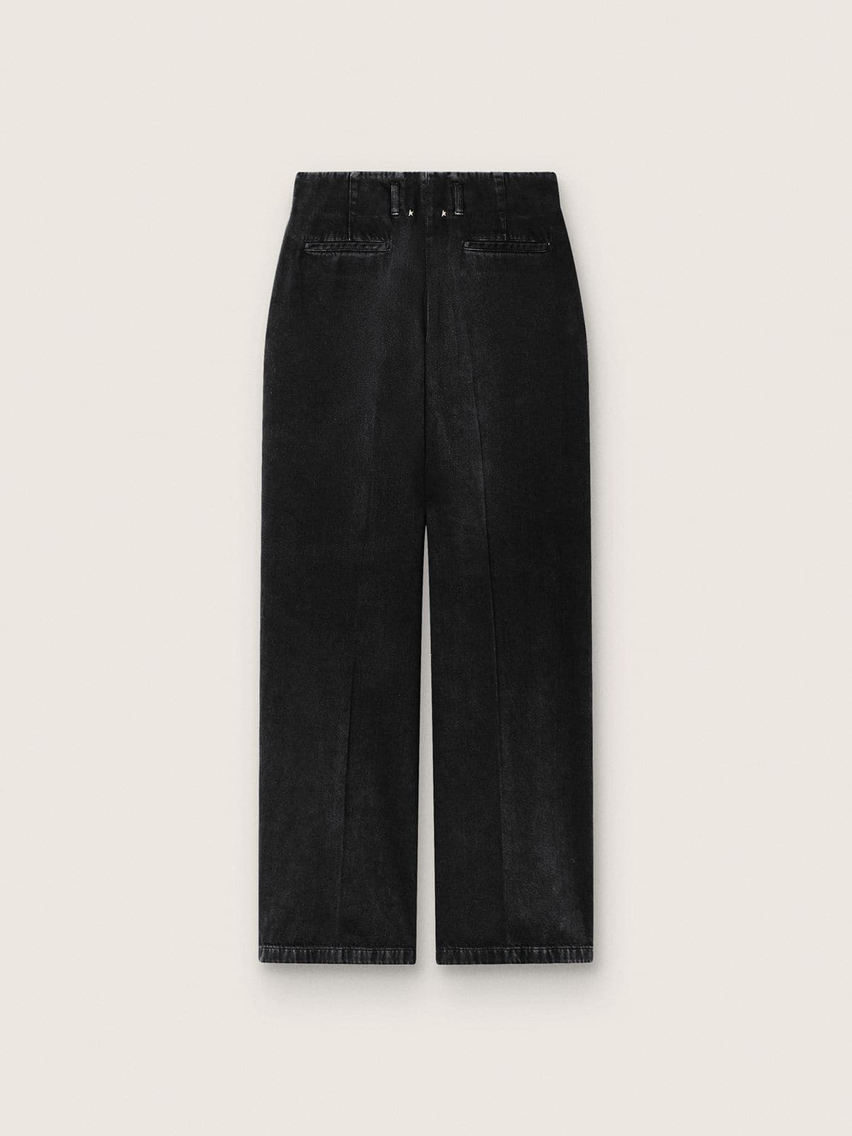 Golden Goose - Women's pants in black cotton denim with a lived-in treatment in 