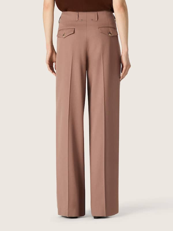 Golden Goose - Women's pants in powder-pink wool with wide leg in 