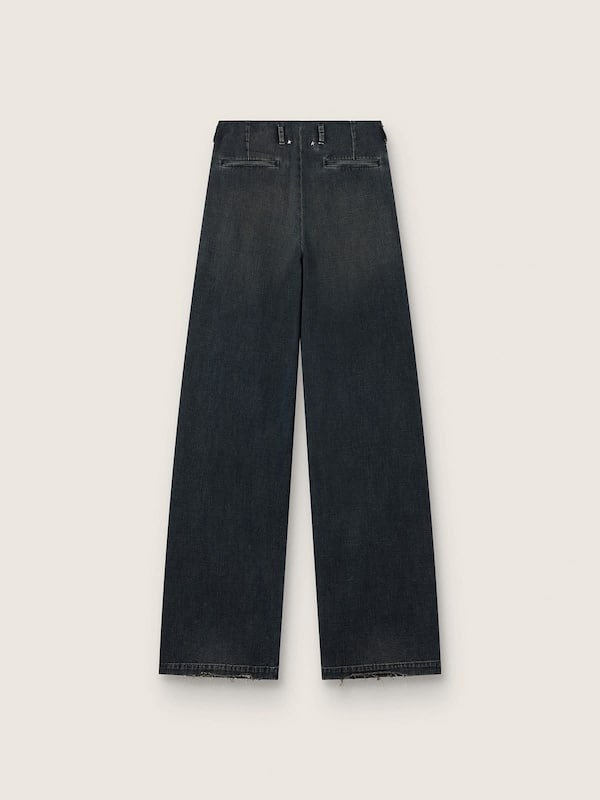 Jean femme ample en denim bleu