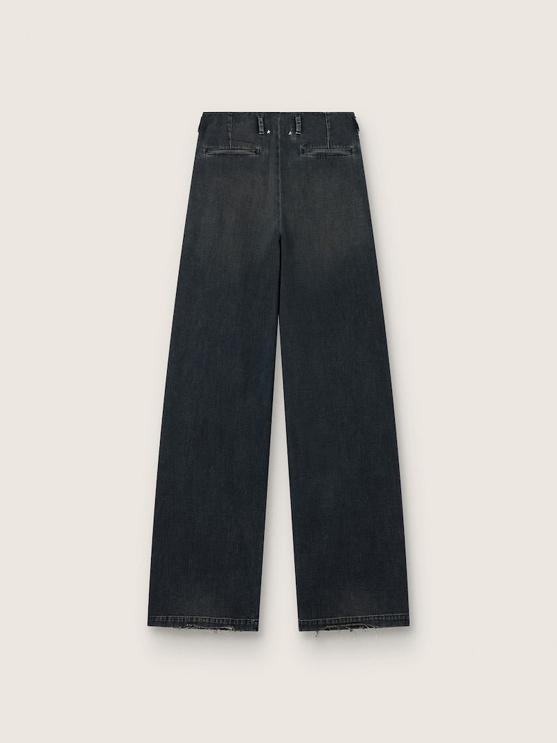 Golden Goose - Women's wide-leg jeans in blue denim in 