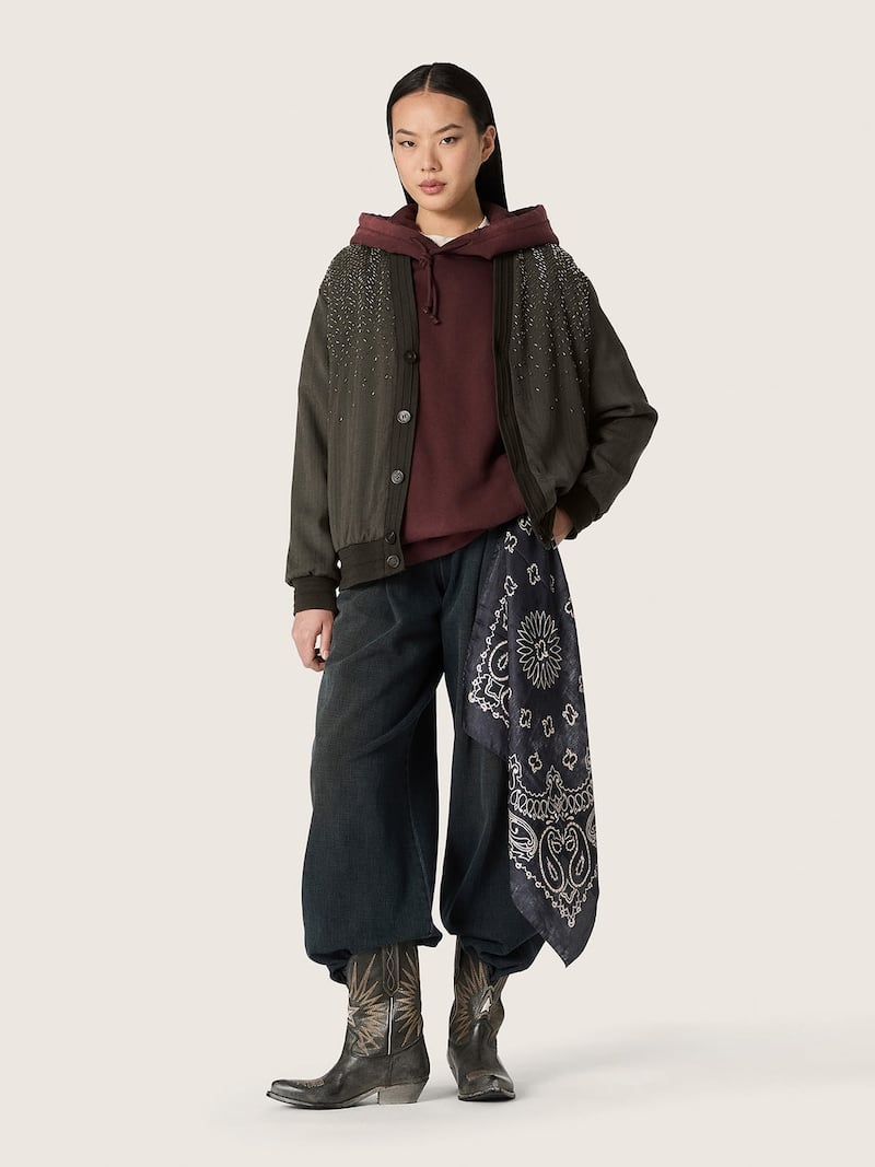 Golden Goose - Women's wide-leg jeans in blue denim in 
