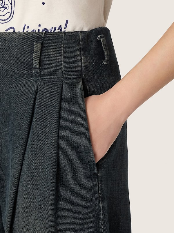 Golden Goose - Jeans da donna in denim blu a gamba ampia in 