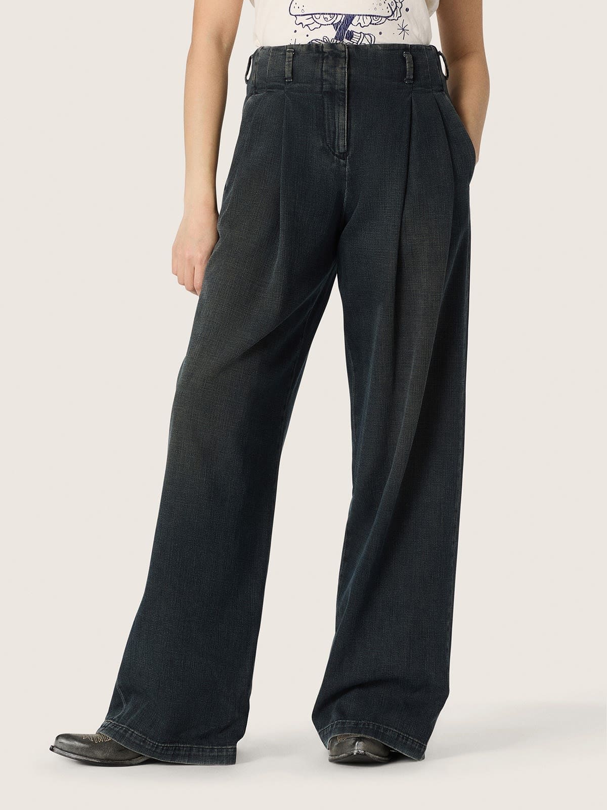 Golden Goose - Damenjeans aus blauem Denim mit weitem Bein in 