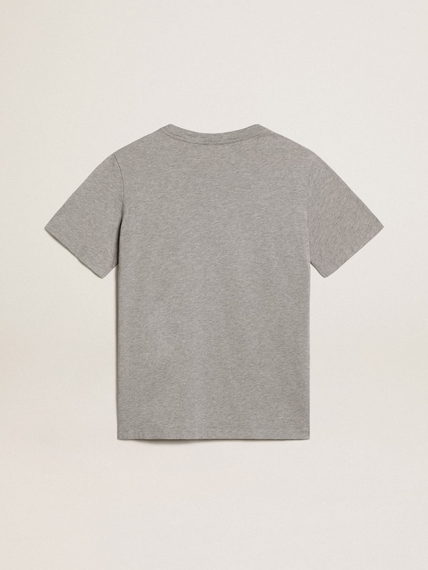 Golden Goose - Women's mélange gray T-shirt with gold star on the front in 