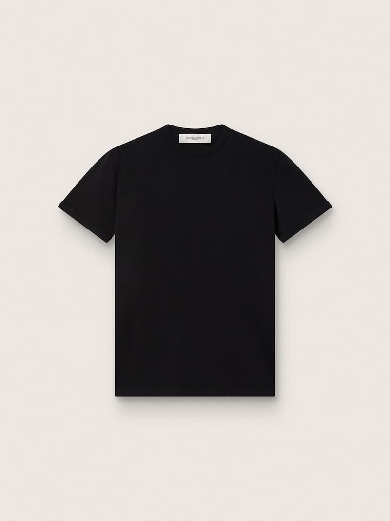Camiseta de corte regular para mujer negra con tratamiento desgastado
