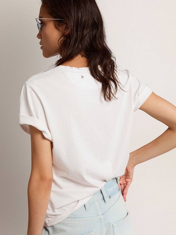 Golden Goose - Distressed regular-fit women’s T-shirt in white in 