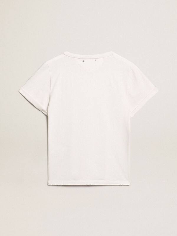 Golden Goose - Distressed regular-fit women’s T-shirt in white in 