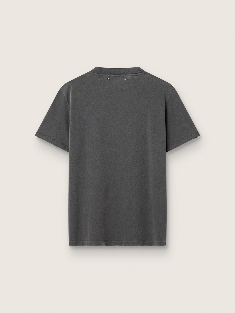 Golden Goose - T-shirt da donna color grigio antracite e cristalli in 