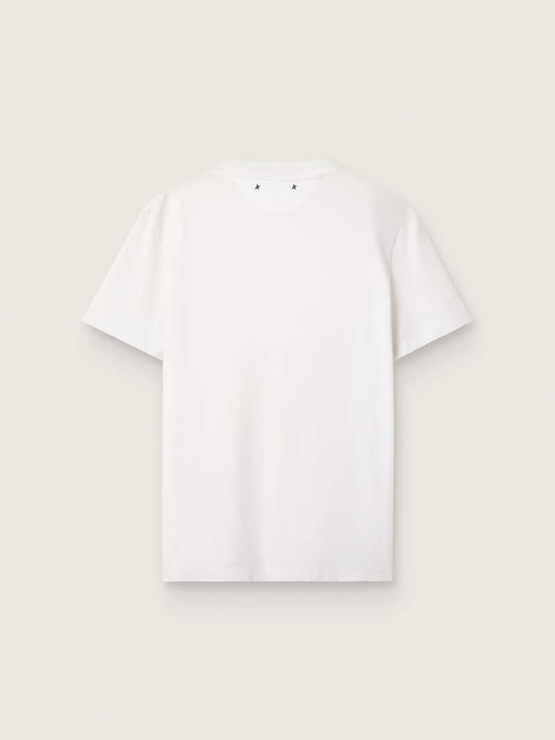 Golden Goose - T-shirt da donna di colore bianco con cristalli cabochon in 