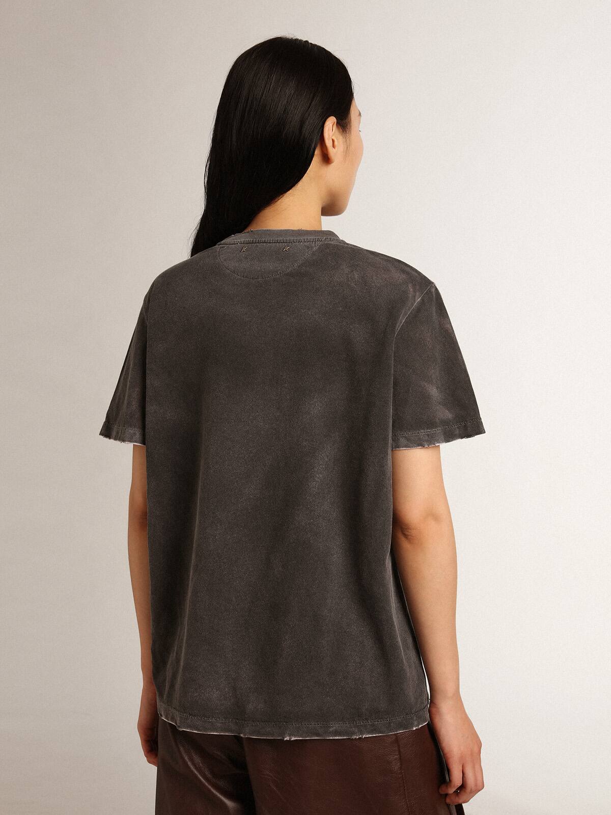 Golden Goose - Women's gray T-shirt with print on the front in 