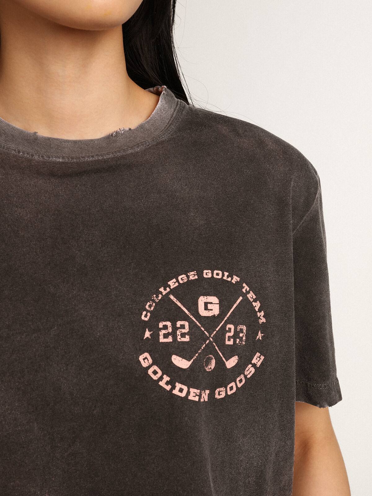 Golden Goose - Women's gray T-shirt with print on the front in 