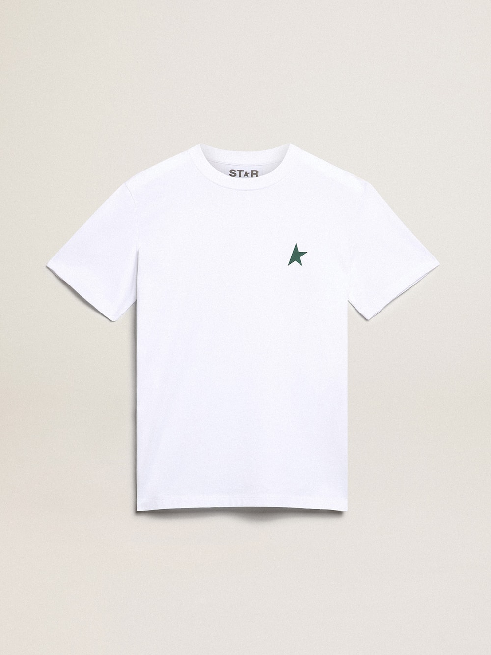 Golden Goose - T-shirt femme blanc avec étoile verte sur le devant in 