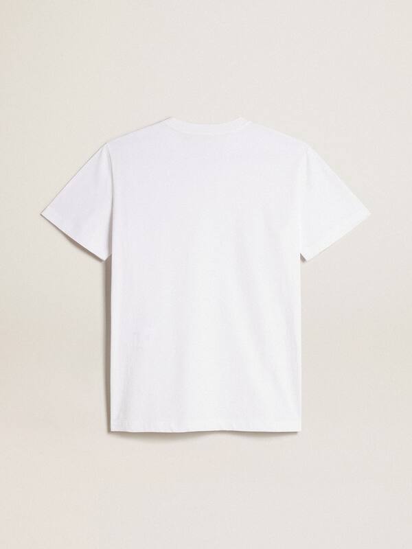 Golden Goose - Women’s white T-shirt with burgundy star on the front in 