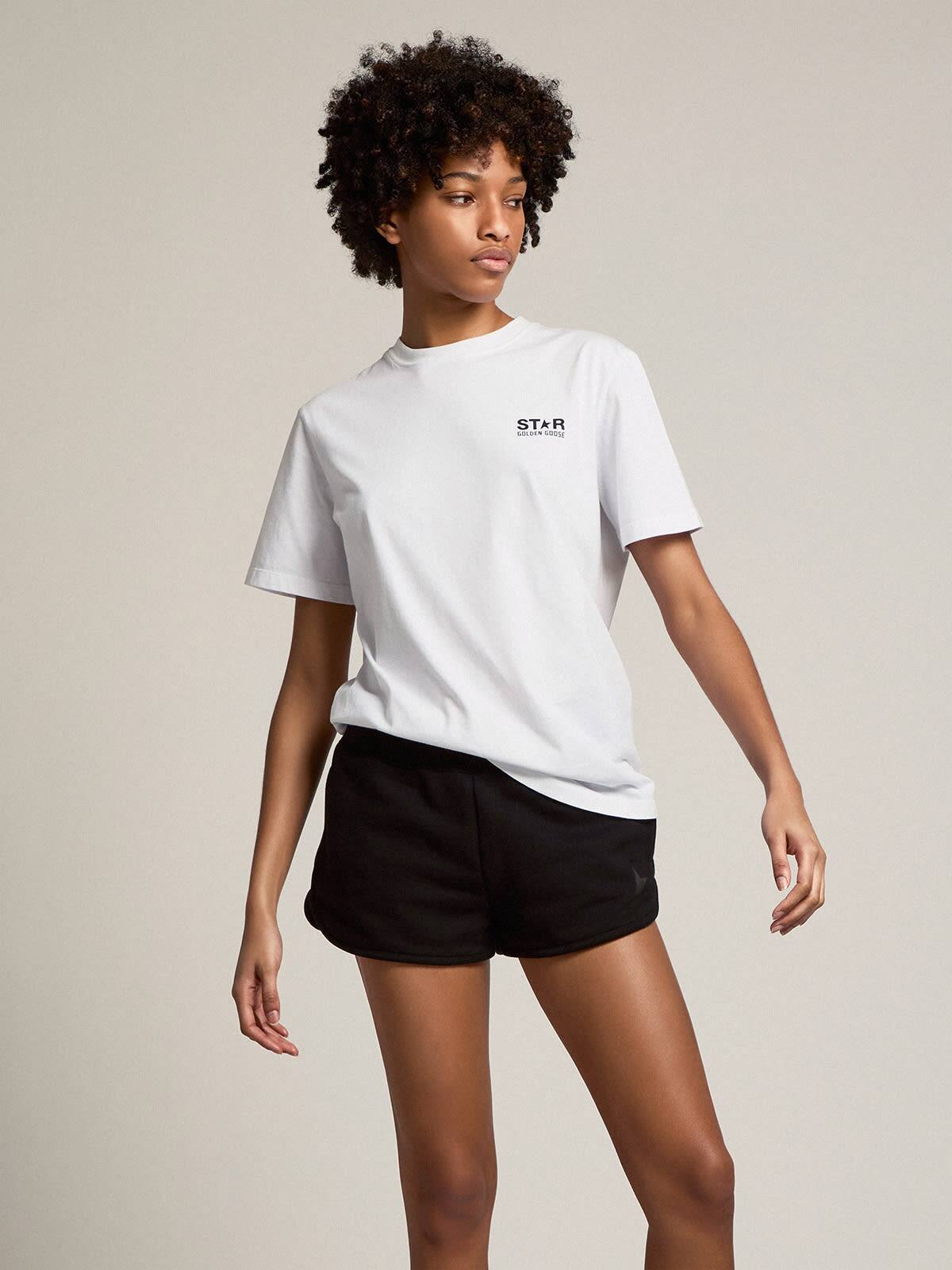 Golden Goose - White Star Collection T-shirt with contrasting black logo and star in 