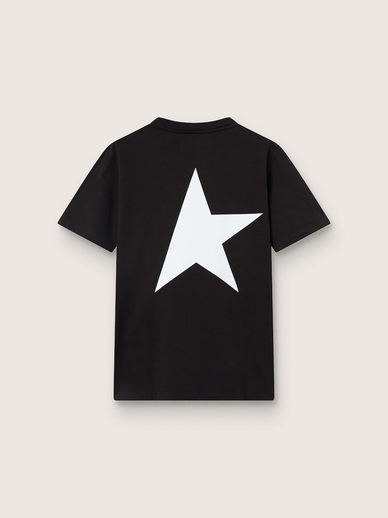Golden Goose - T-shirt noir collection Star avec logo et &eacute;toile blancs contrast&eacute;s in 