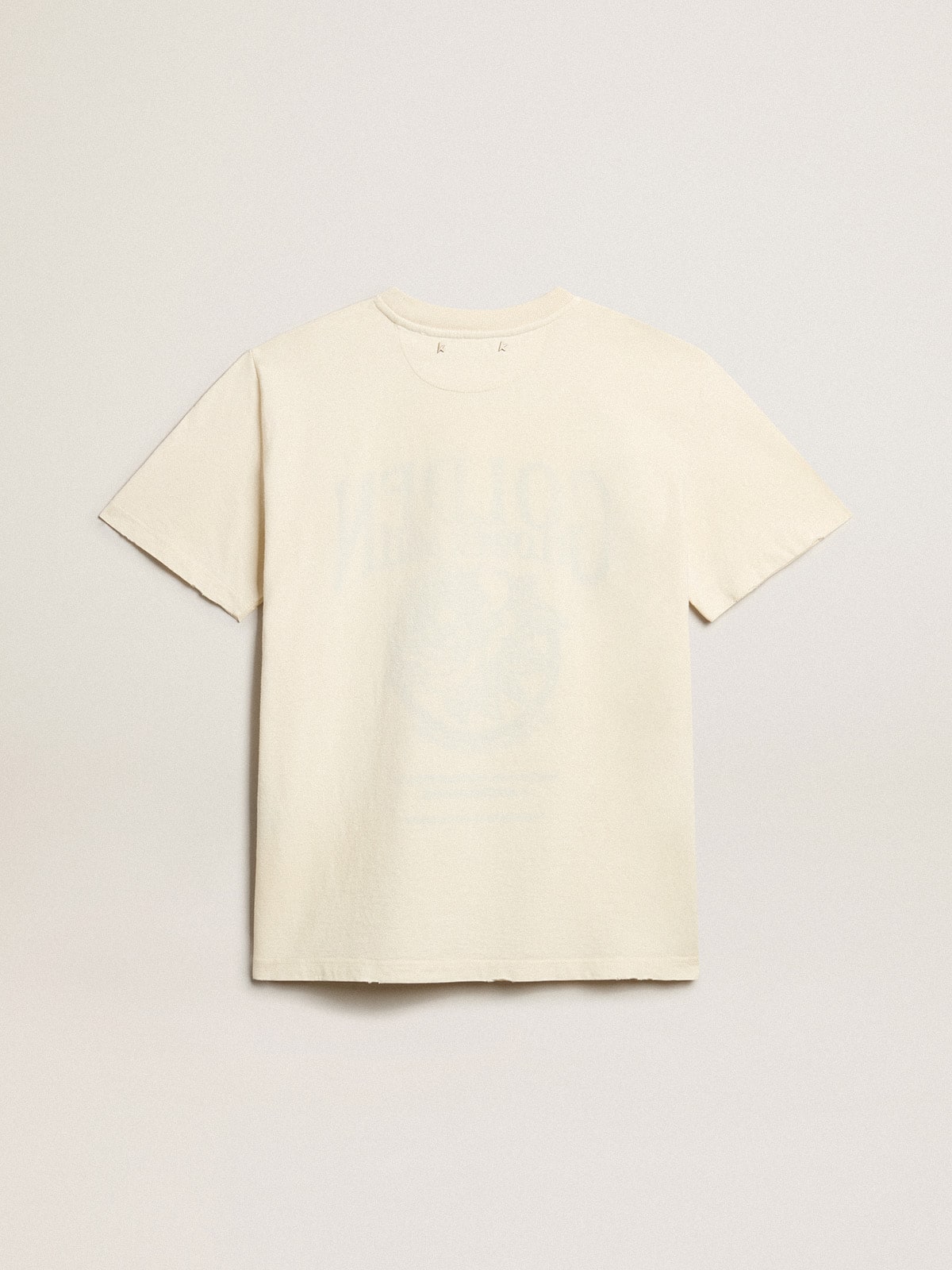 Golden Goose - Women’s T-shirt in aged white cotton with seasonal print in 