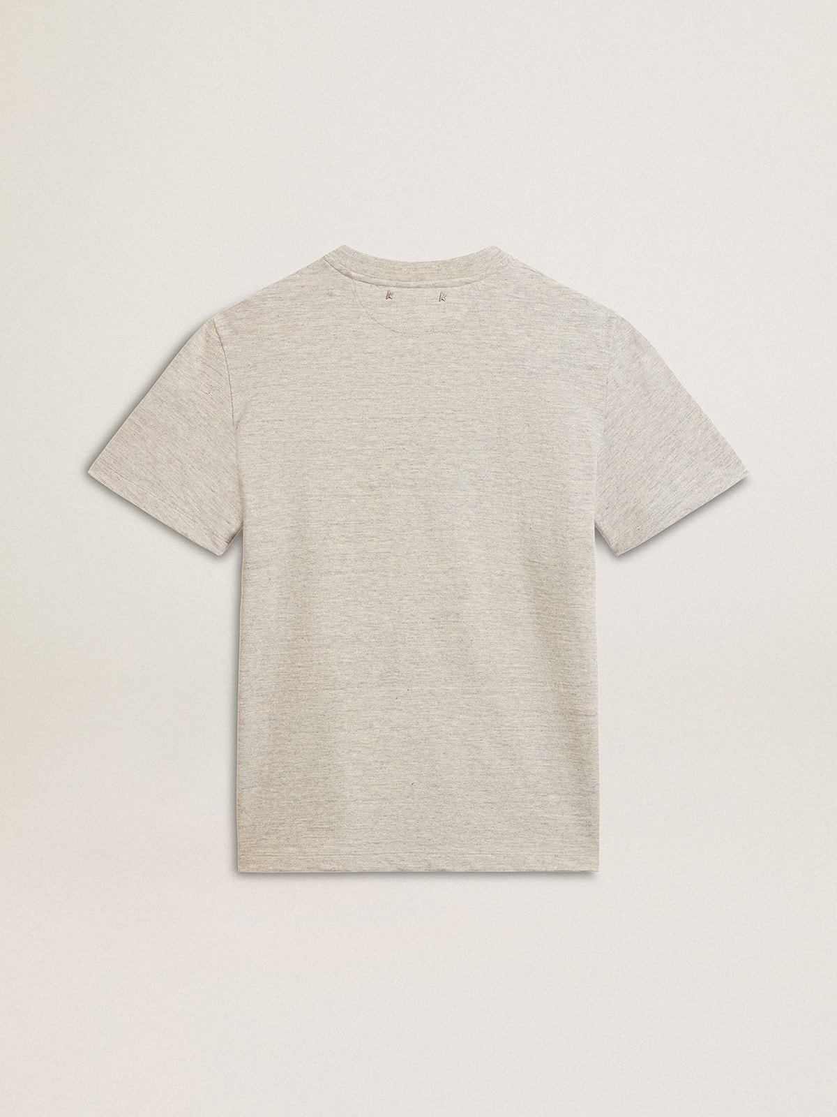 Golden Goose - Women’s T-shirt in gray melange cotton with seasonal print in 