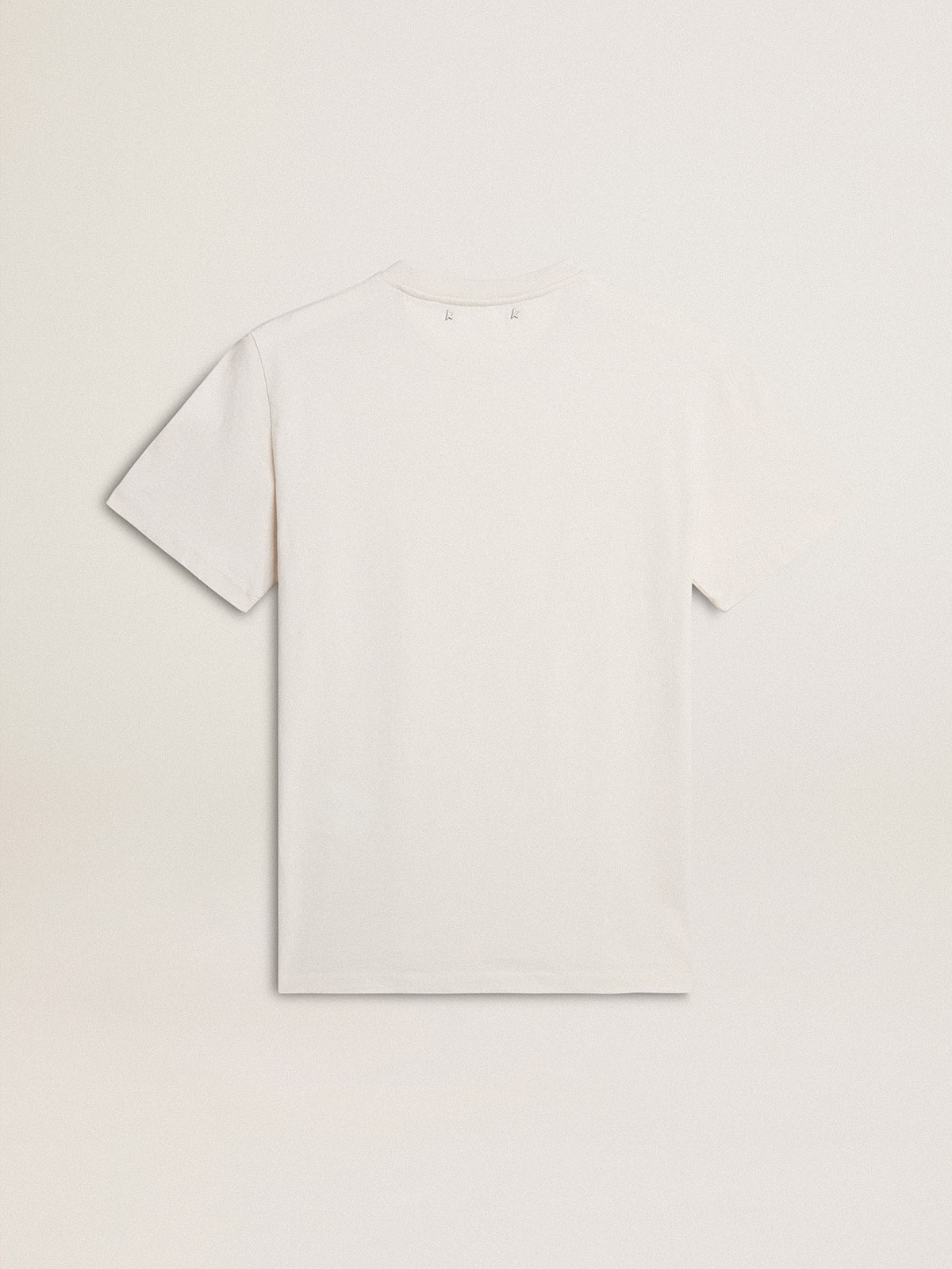 Golden Goose - Damen-T-Shirt aus Baumwolle in Lived-in-White mit schwarzer Aufschrift in 