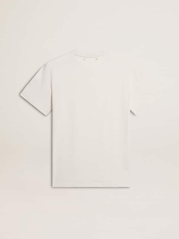 Golden Goose - Women's worn-white cotton T-shirt with black lettering in 