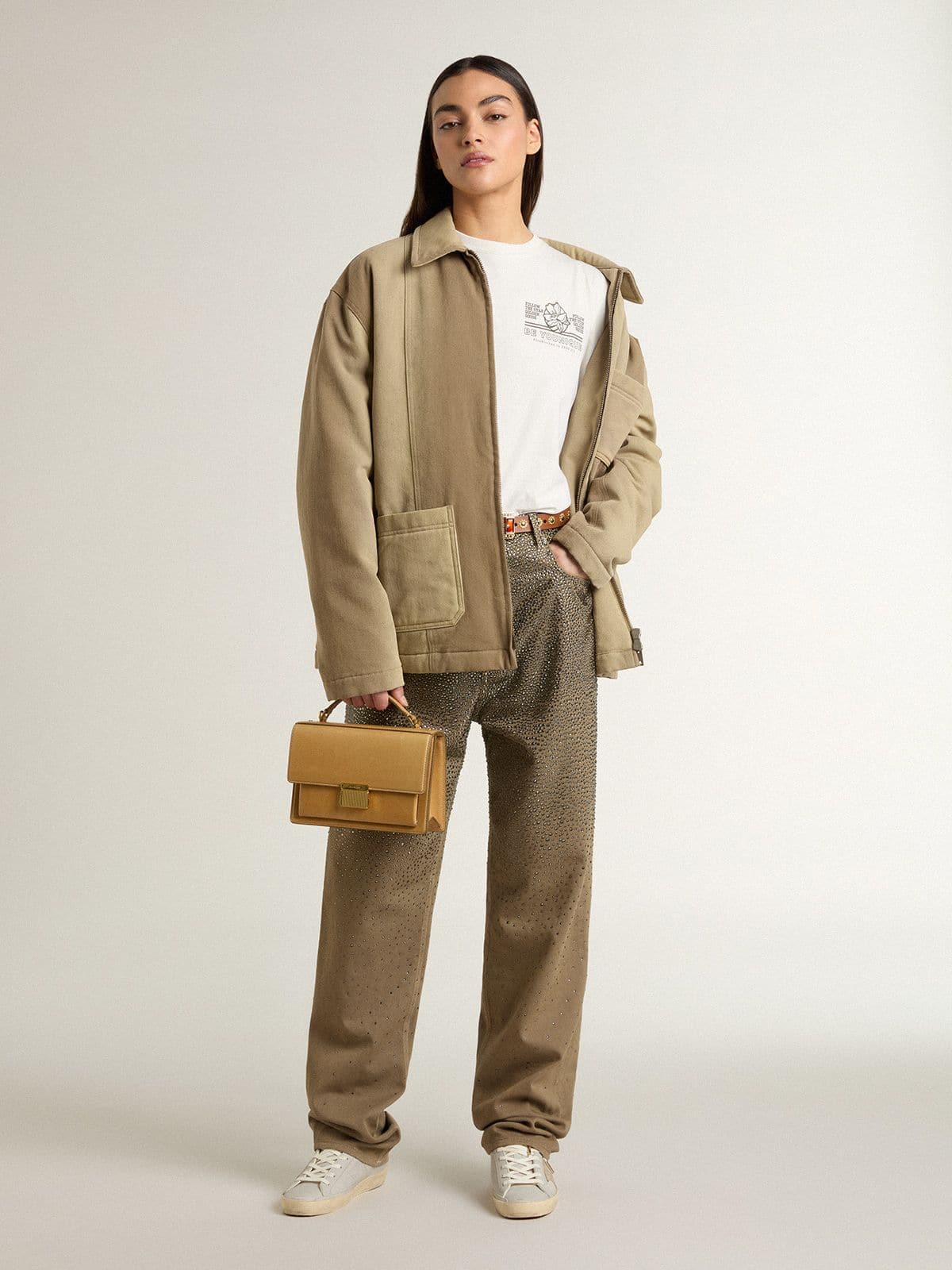 Golden Goose - T-shirt da donna bianca con stampa nera sul cuore in 