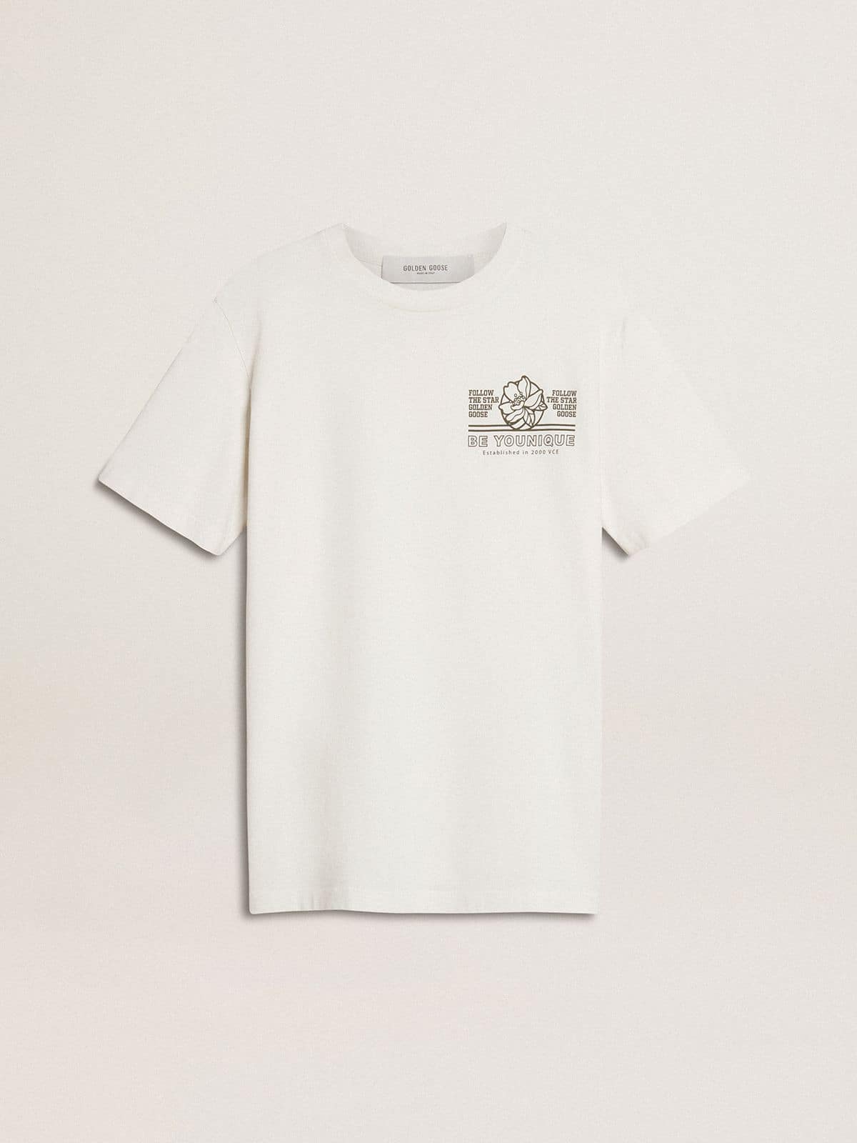 Golden Goose - T-shirt da donna bianca con stampa nera sul cuore in 