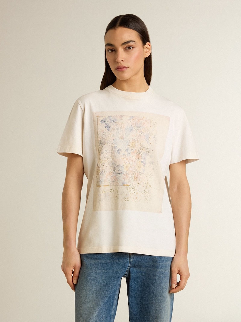 Golden Goose - Wei&szlig;es Damen-T-Shirt mit Blumenprint in 