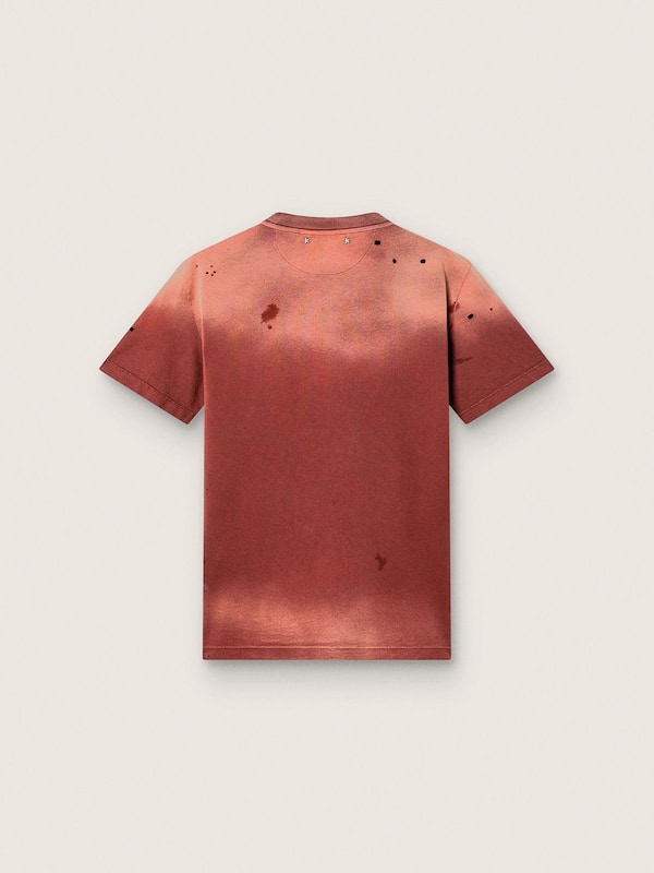 Women&rsquo;s T-shirt in rust-colored cotton jersey with floral print