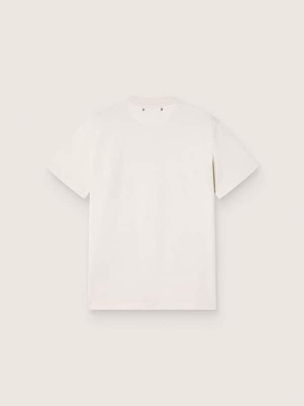 Women's T-shirt in white cotton jersey with blue print