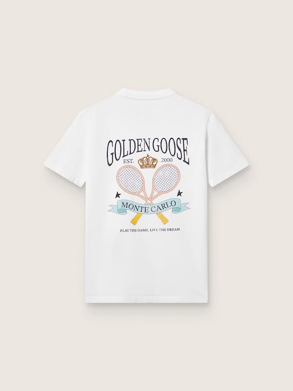 Women&rsquo;s tennis-inspired T-shirt with print on the back