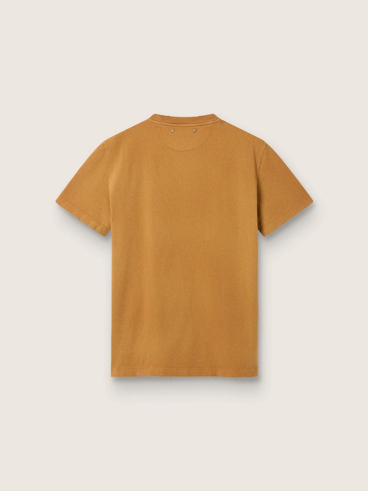 Golden Goose - Senffarbenes Damen-T-Shirt mit Aufdruck vorne in 