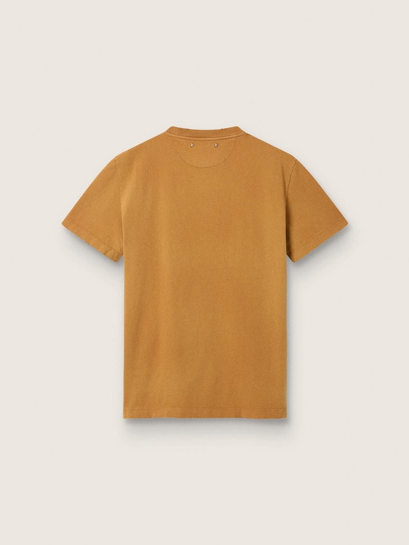 Golden Goose - T-shirt femme en coton moutarde avec imprim&eacute; sur le devant in 